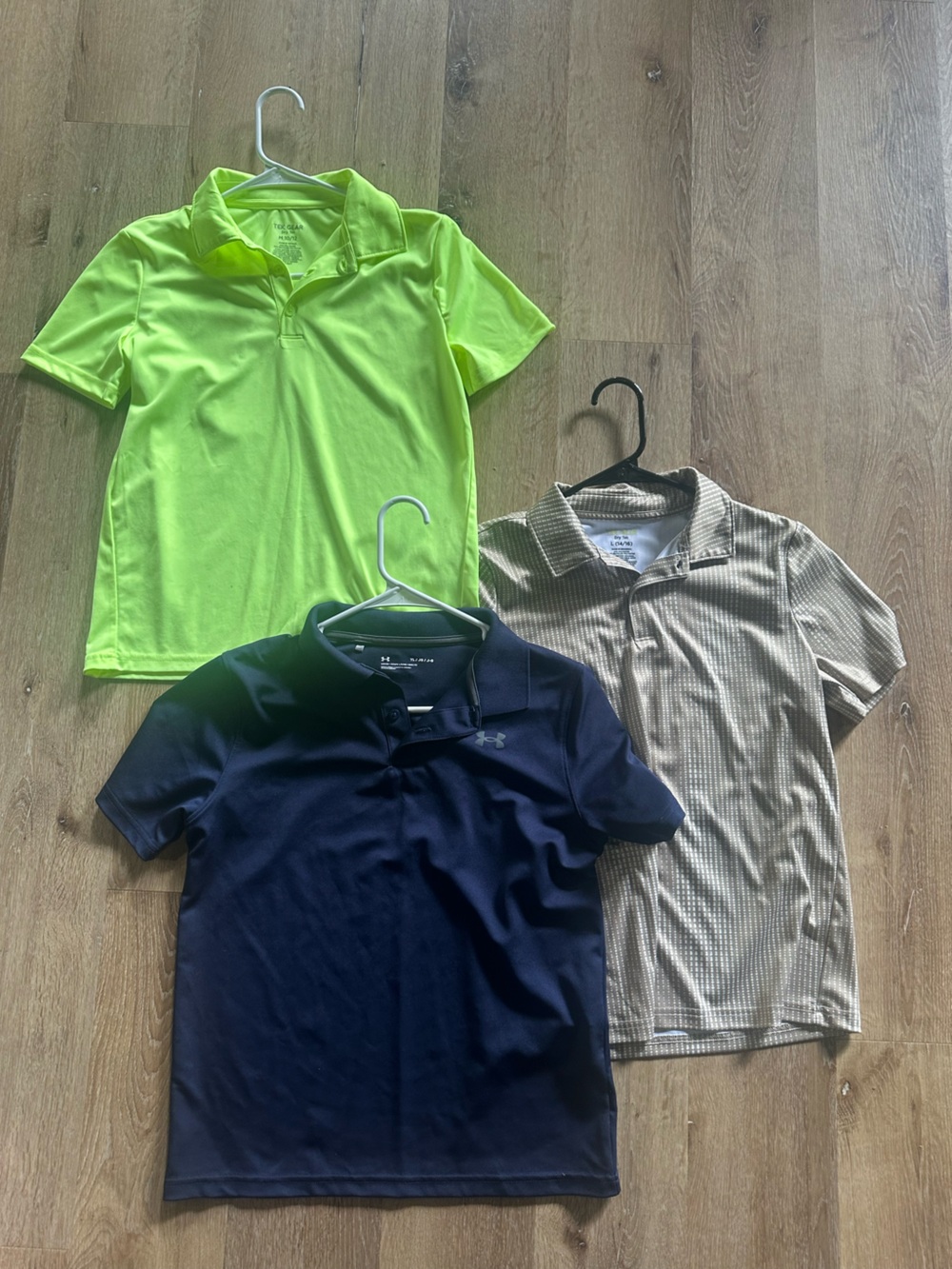 tek gear Neon Green, Navy & Tan Kids' Polo Bundle, Under Armour Navy